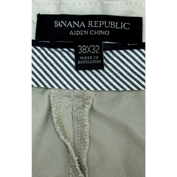 BANANA REPUBLIC Straight Leg 100%Cotton Arden Chino Pants Khaki Flat Front 38x32 - Picture 10 of 12